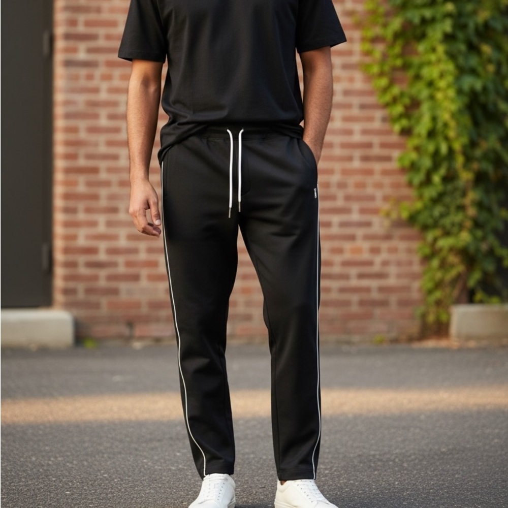 Karl Lagerfeld Black Joggers with White Trim